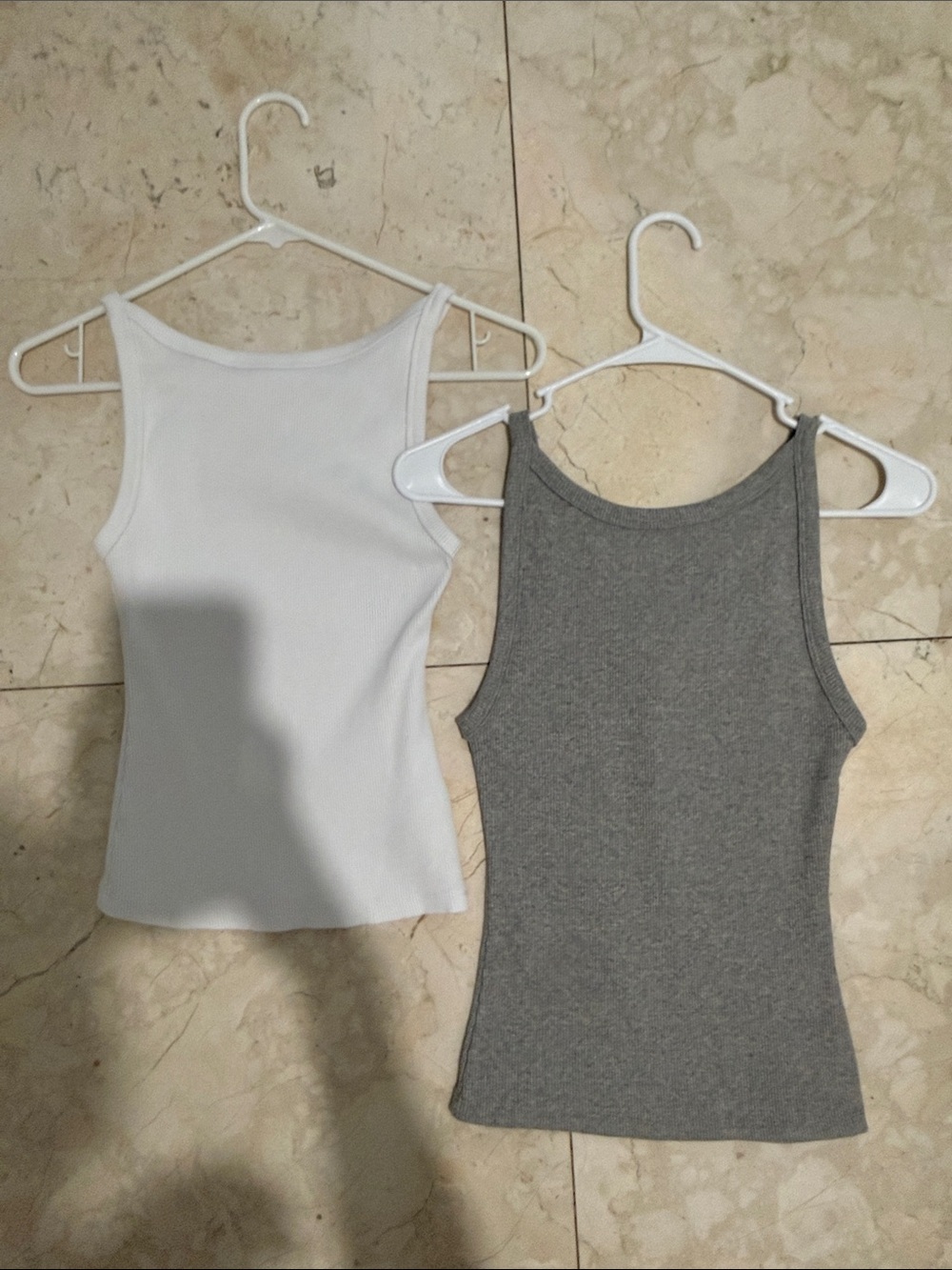 Zara Ribbed Tank Tops in White and Gray